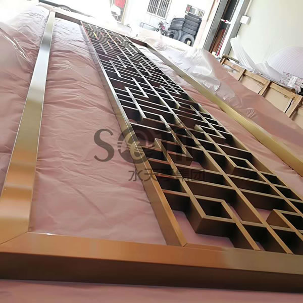 【水天富客戶案例】2018-10-24不銹鋼拉絲玫瑰金亮光屏風(fēng)